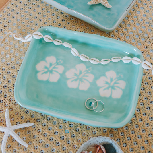 Large Triple Hibiscus Dish | Water
