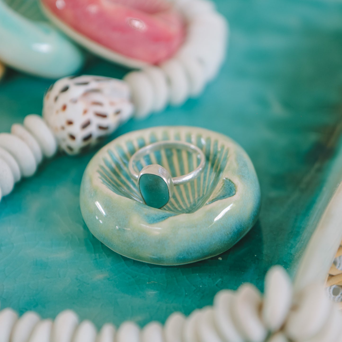 Shell Ring Dish | Wave Blue