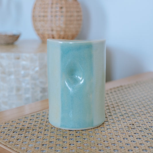 Striped Takeaway Cup | 16oz Wave Blue + Sea Foam - *Discounted*