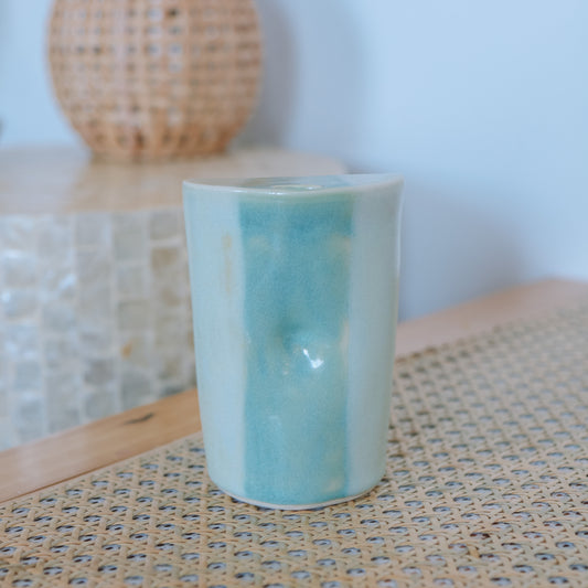 Striped Takeaway Cup | 12oz Wave Blue + Sea Foam