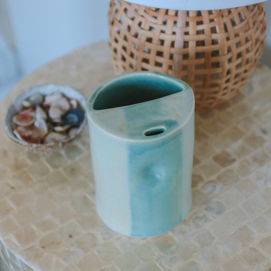 Striped Takeaway Cup | 16oz Wave Blue + Sea Foam - *Discounted*