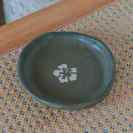 Large Hibiscus Dish | Bark Brown