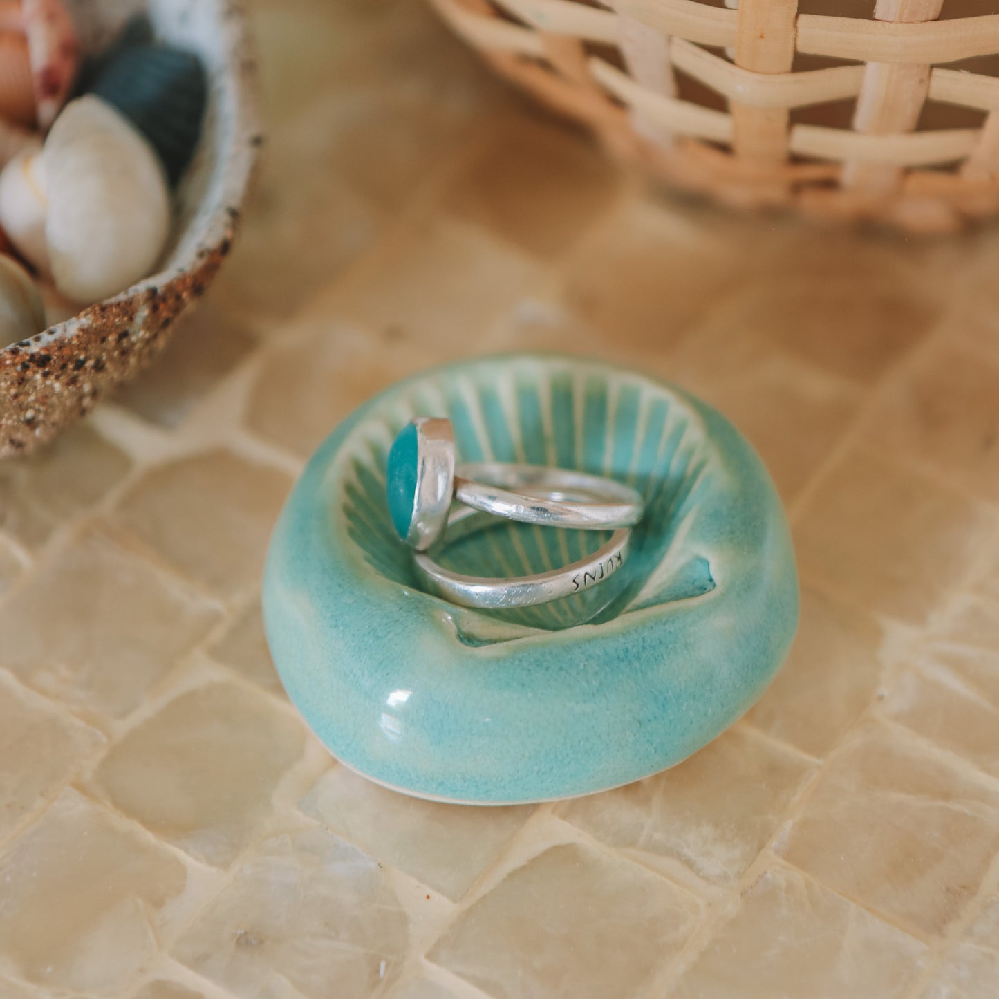Shell Ring Dish | Wave Blue
