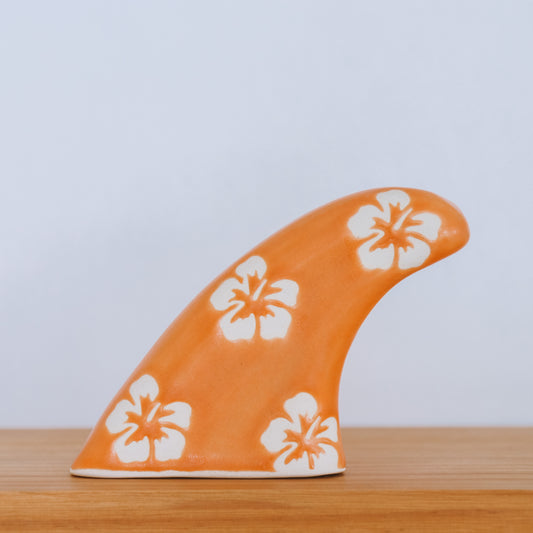 Twin Fin Hibiscus Print | Tangerine