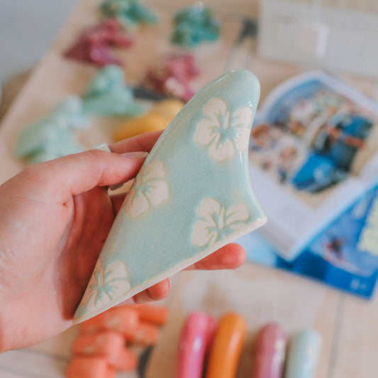 Upright Fin Hibiscus Print | Sea Foam