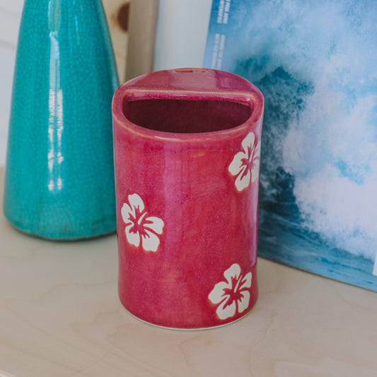 Hibiscus Print Takeaway Cup | 16oz Pomegranate