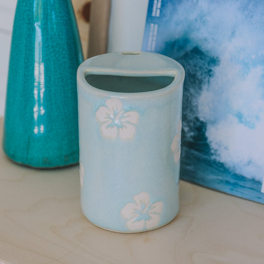 Hibiscus Print Takeaway Cup | 16oz Sea Foam