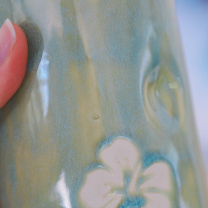 Hibiscus Print Takeaway Cup | 16oz Wave Blue - *Discounted*