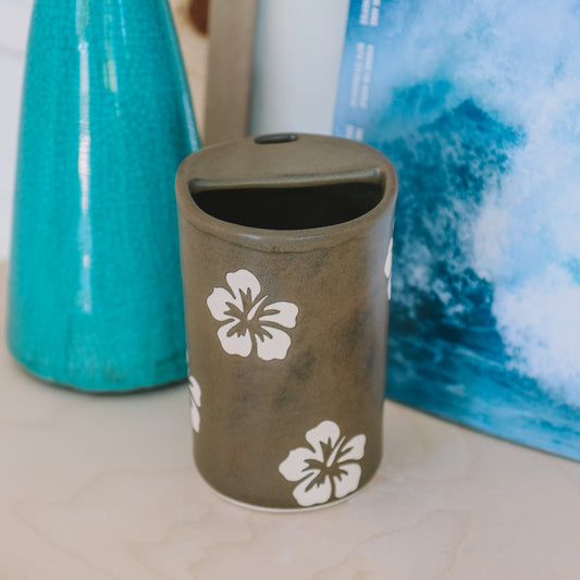 Hibiscus Print Takeaway Cup | 12oz Bark