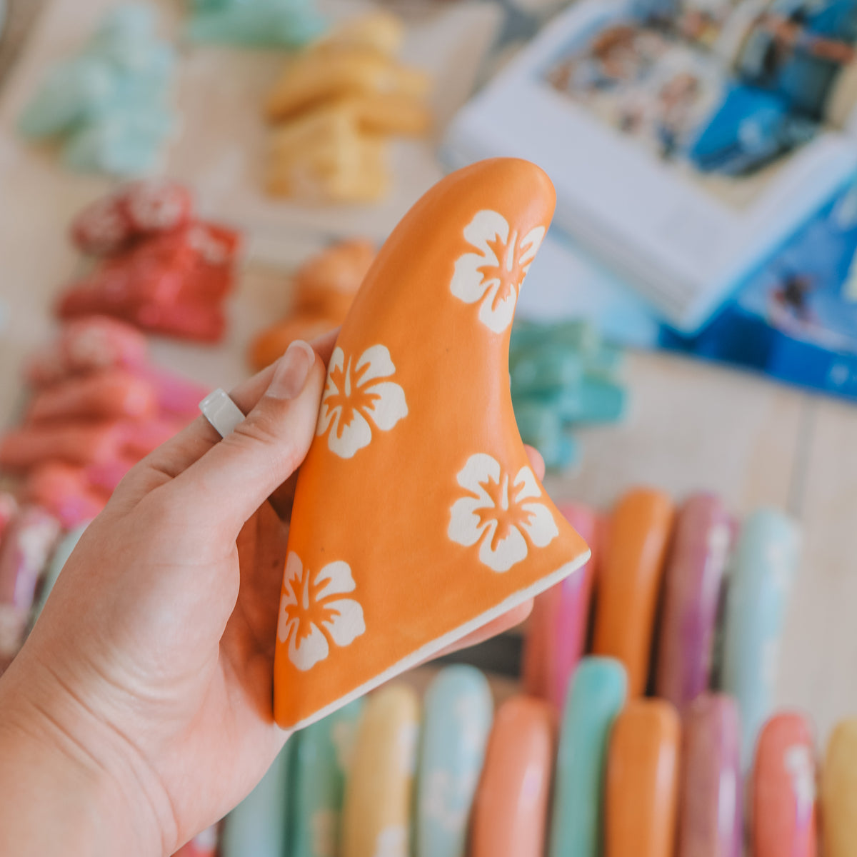 Twin Fin Hibiscus Print | Tangerine - *Discounted*