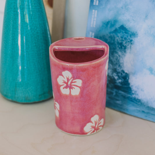 Hibiscus Print Takeaway Cup | 12oz Berry