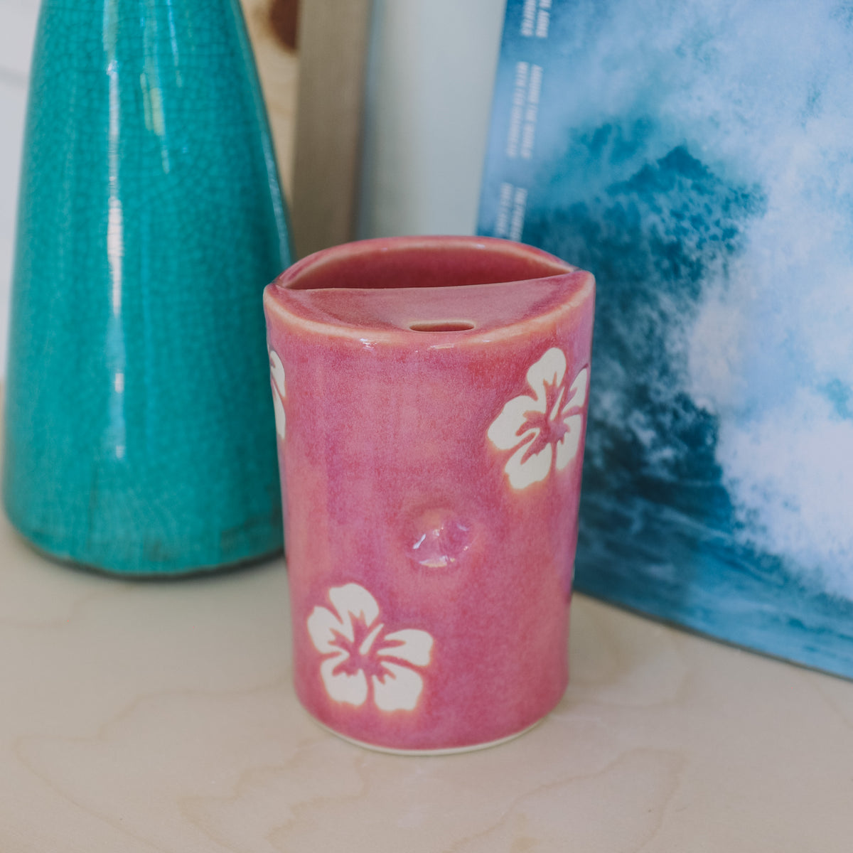 Hibiscus Print Takeaway Cup | 12oz Berry