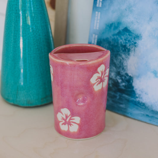 Hibiscus Print Takeaway Cup | 12oz Berry