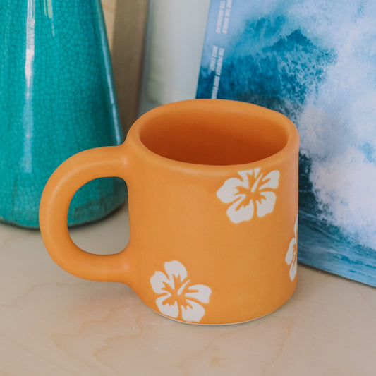 Hibiscus Print Mug | 14oz Tangerine