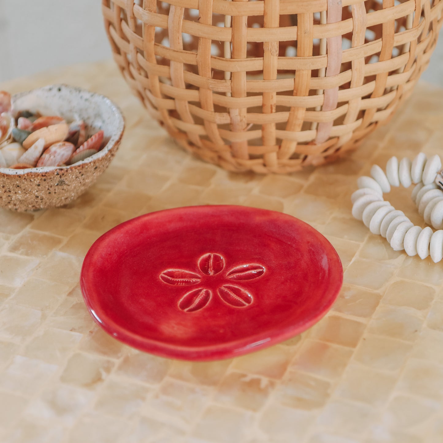 Cowrie Flower Small Dish | Pomegranate