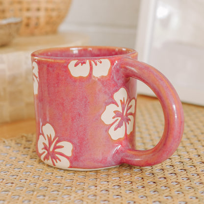 Hibiscus Print Mug | 14oz Passionfruit