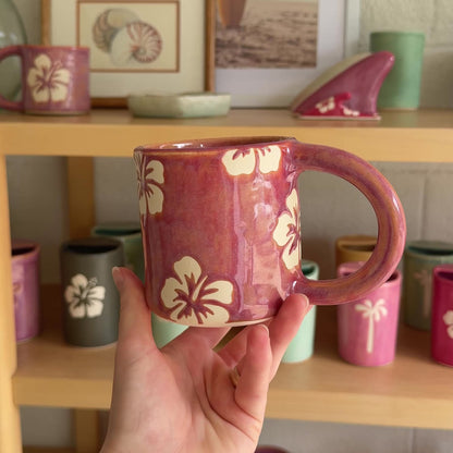 Hibiscus Print Mug | 14oz Passionfruit