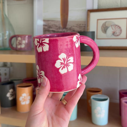 Hibiscus Print Mug | 14oz Pomegranate
