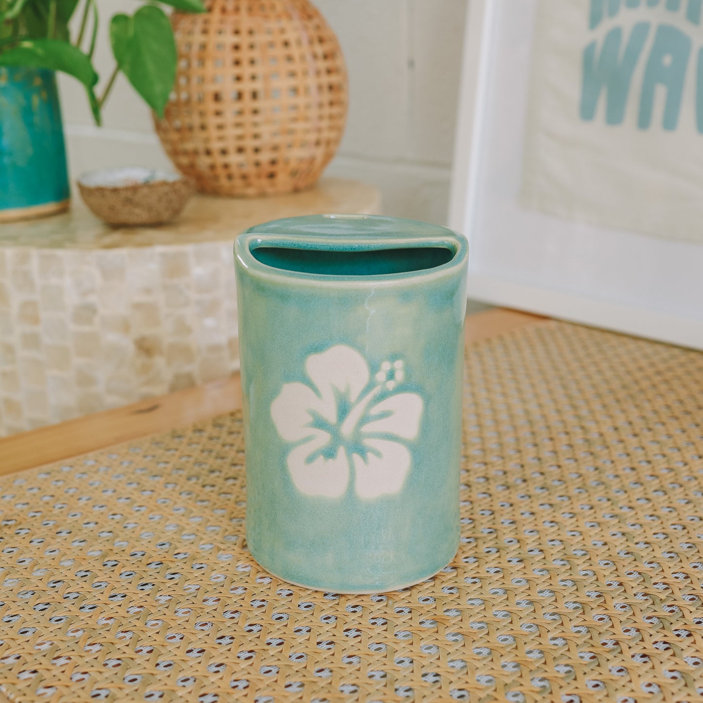 Hibiscus Takeaway Cup | 16oz Wave Blue