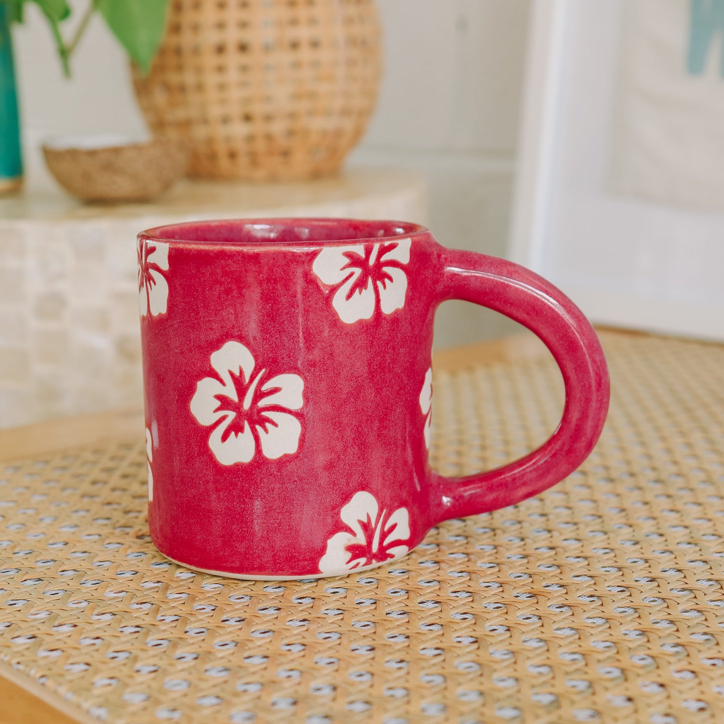 Hibiscus Print Mug | 14oz Pomegranate