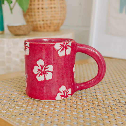 Hibiscus Print Mug | 14oz Pomegranate