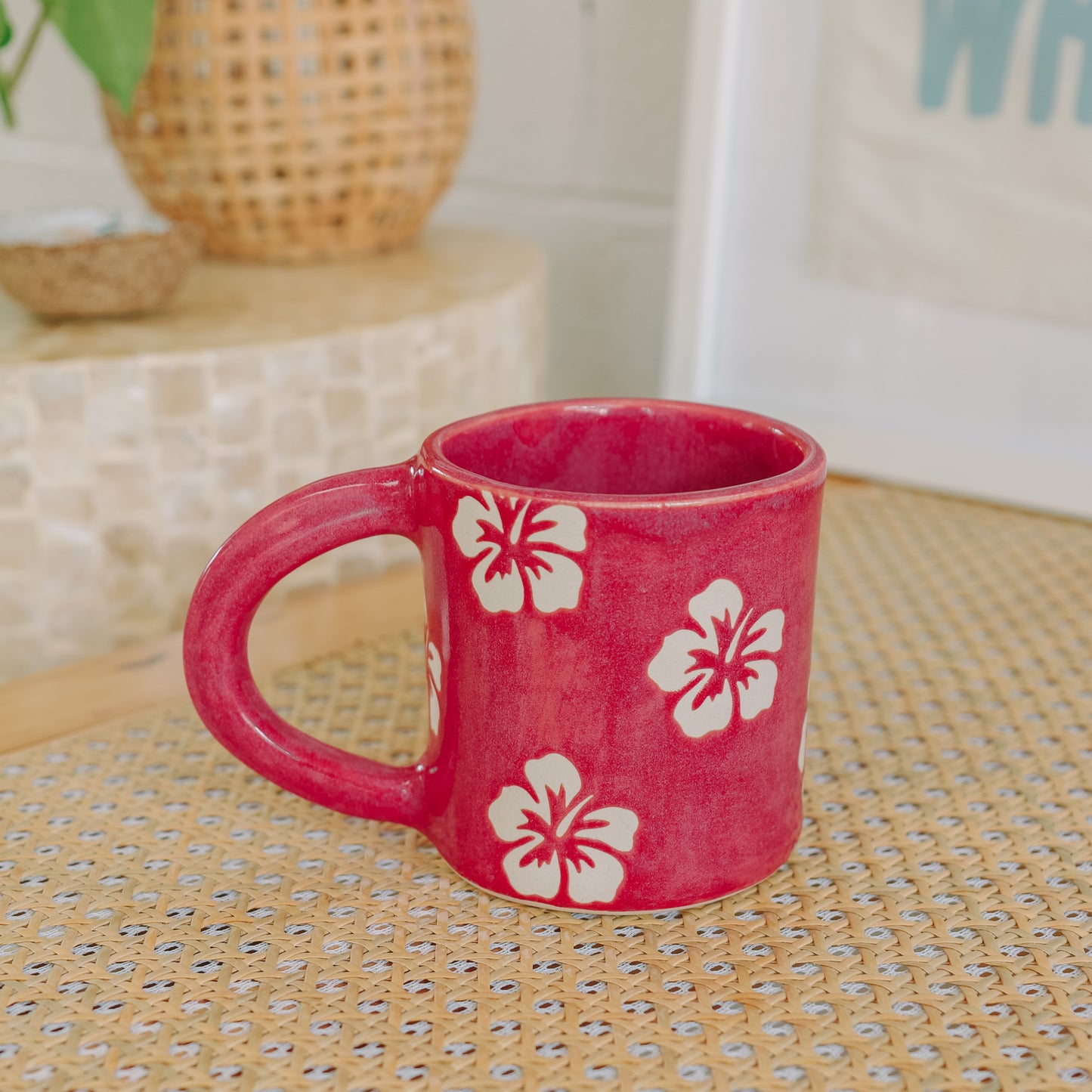 Hibiscus Print Mug | 14oz Pomegranate