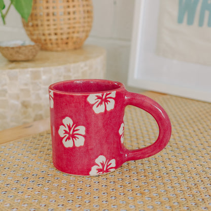 Hibiscus Print Mug | 14oz Pomegranate